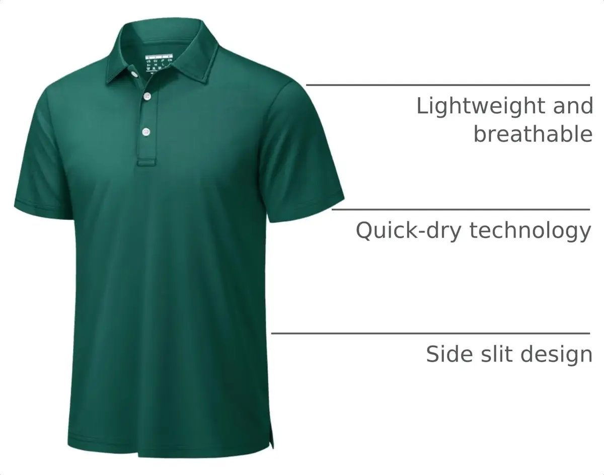 TACVASEN Mens Polo Shirt Short Sleeve Dry Fit Golf Collar Shirt | Lightweight, Breathable & Quick-Dry - view 4