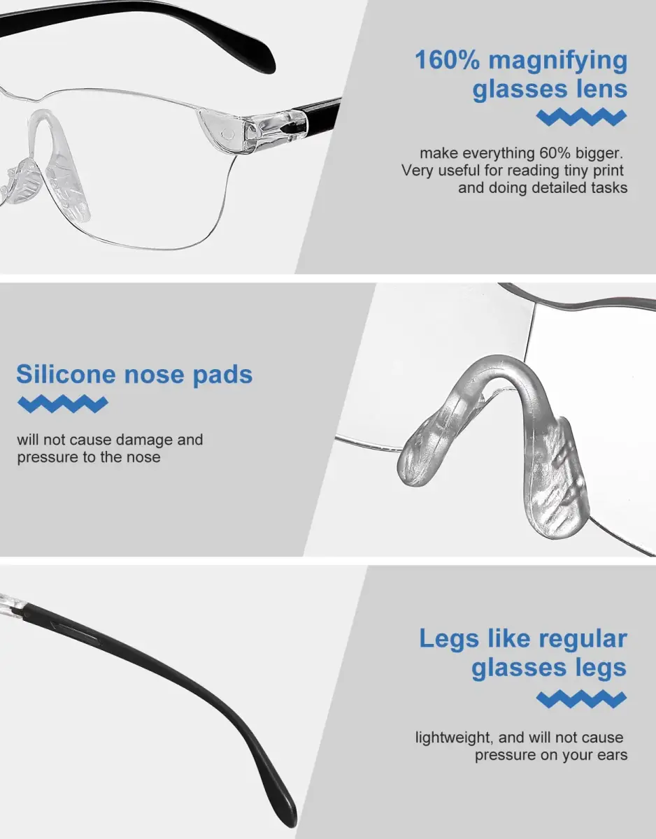 OKH Wearable Magnifying Glasses 1.6X Magnification (2-Pack) | Hands-Free Vision for Close Work - view 5