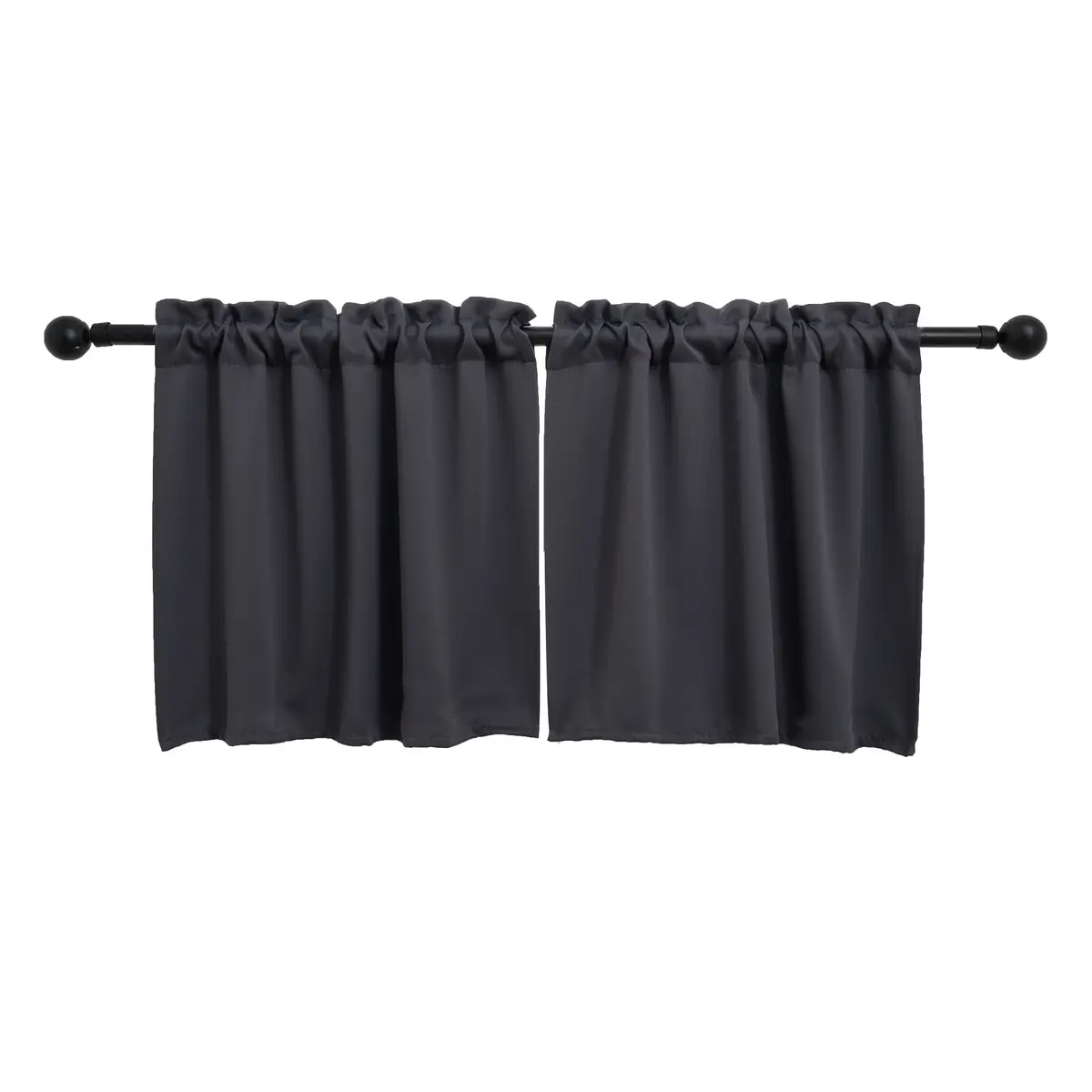 Pickluc 30"W x 24"L Grommet Tier Curtain Dark Grey | Blackout & Heat Insulation (70-120 chars) - main product image