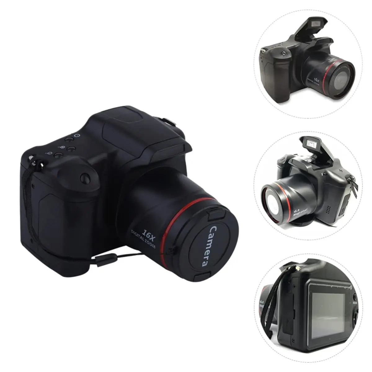 SOLUSTRE Portable 4K Digital Camera with 16x Zoom & 3-inch LCD Screen | Black - view 5