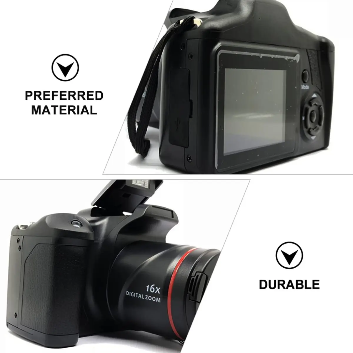 SOLUSTRE Portable 4K Digital Camera with 16x Zoom & 3-inch LCD Screen | Black - view 8