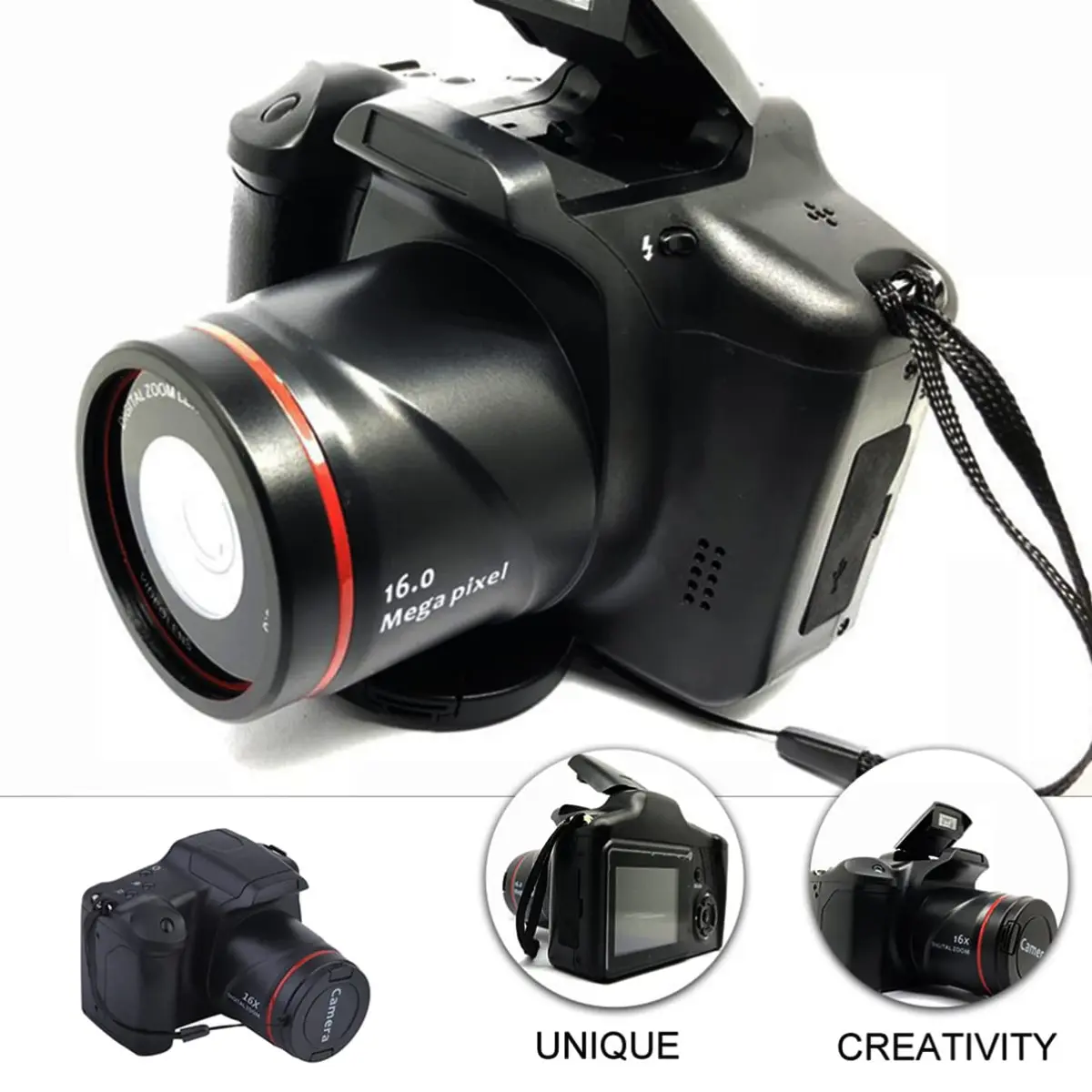 SOLUSTRE Portable 4K Digital Camera with 16x Zoom & 3-inch LCD Screen | Black - view 9