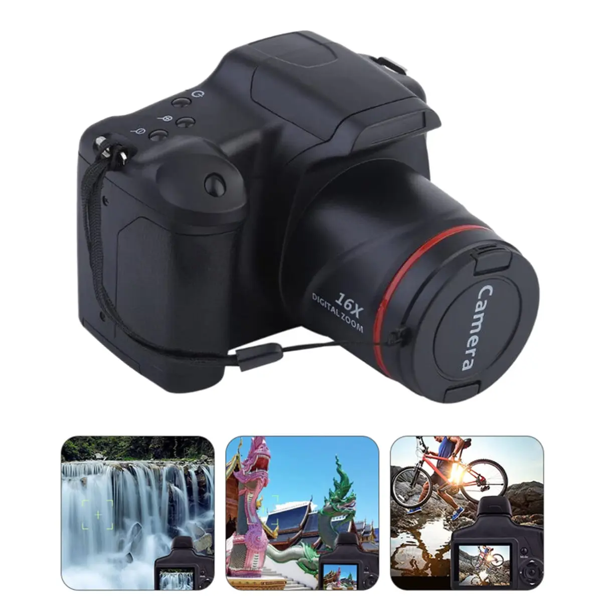 SOLUSTRE Portable 4K Digital Camera with 16x Zoom & 3-inch LCD Screen | Black - view 3