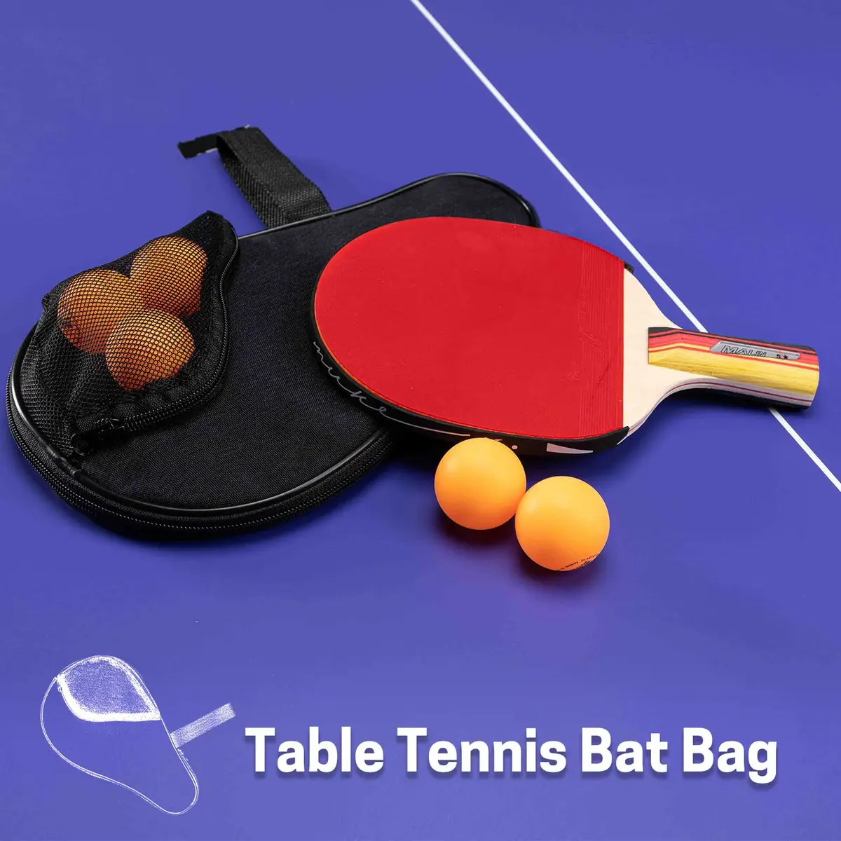 VISEMAN Waterproof Table Tennis Racket Cover, Impact Buffer, Holds 2 Paddles & 5 Balls - view 7