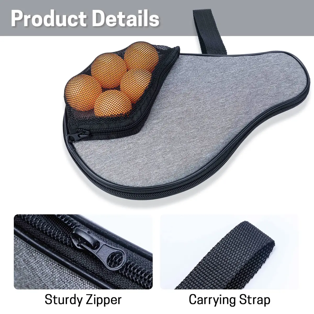 VISEMAN Waterproof Table Tennis Racket Cover, Impact Buffer, Holds 2 Paddles & 5 Balls - view 6