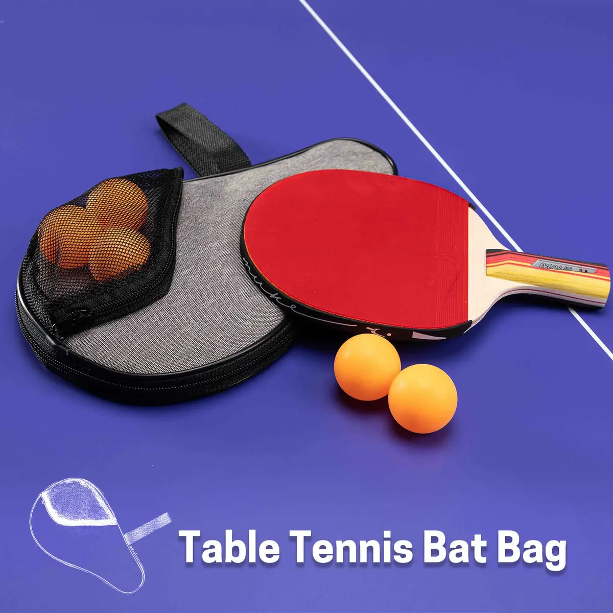 VISEMAN Waterproof Table Tennis Racket Cover, Impact Buffer, Holds 2 Paddles & 5 Balls - view 7