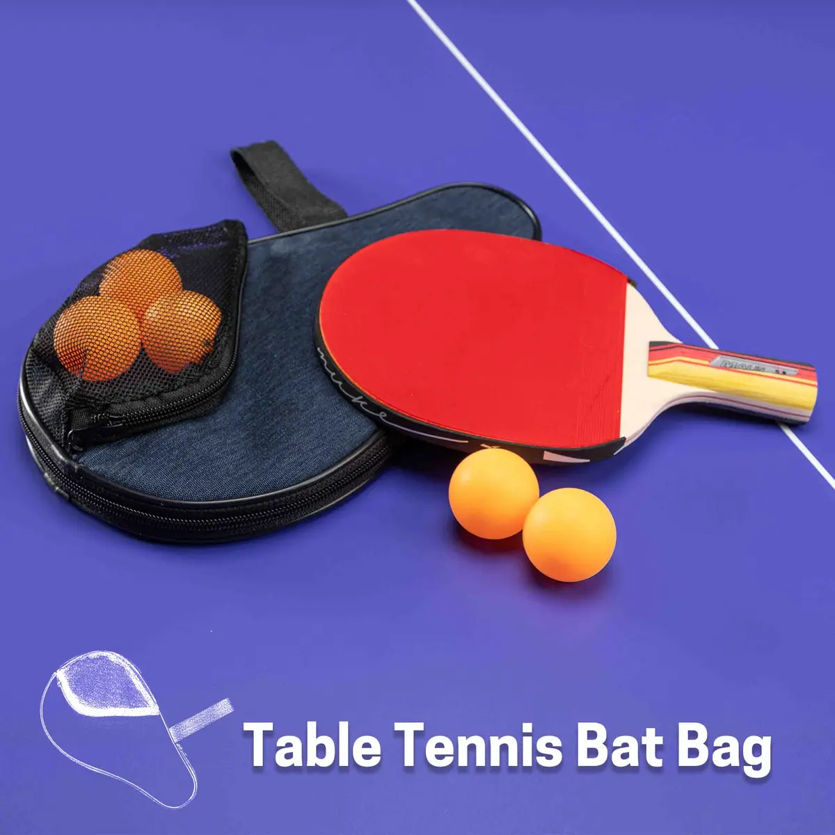 VISEMAN Waterproof Table Tennis Racket Cover, Holds 2 Paddles & 5 Balls, Impact Buffer - view 7