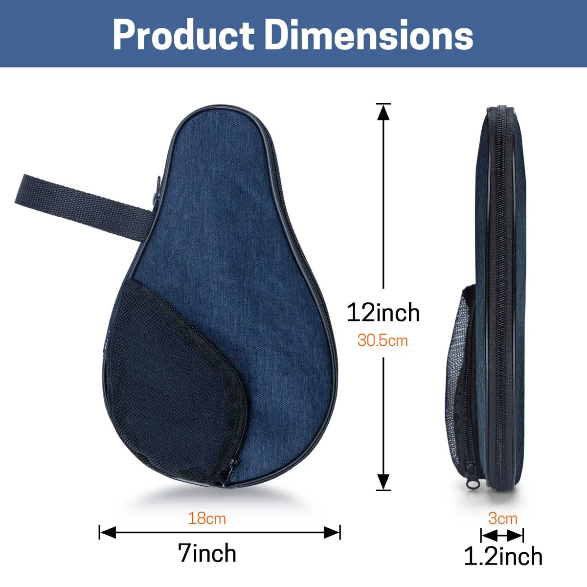 VISEMAN Waterproof Table Tennis Racket Cover, Holds 2 Paddles & 5 Balls, Impact Buffer - view 2