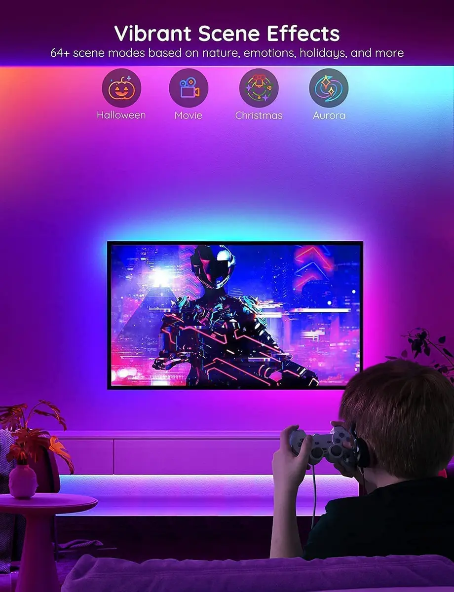 Govee 100ft (30.48m) RGBIC LED Strip Lights | Smart Voice Control for Bedroom Decor - view 8