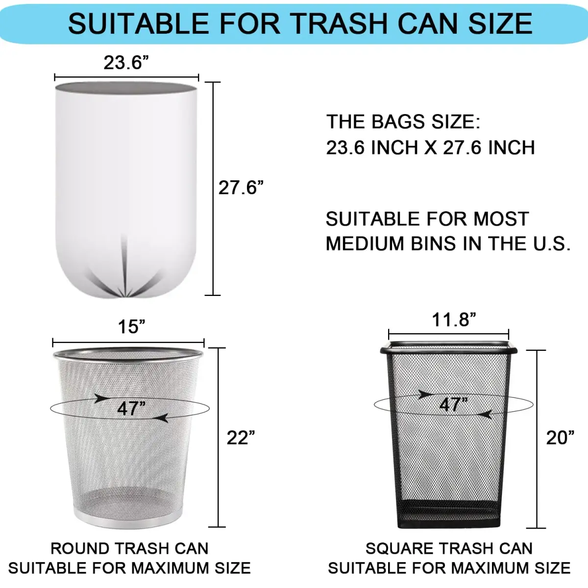 SOSOHOME Clear 10 Gallon Trash Bags | 90 Count, 18 Micron Thick, Fit 8-10 Gallon Bins - view 2