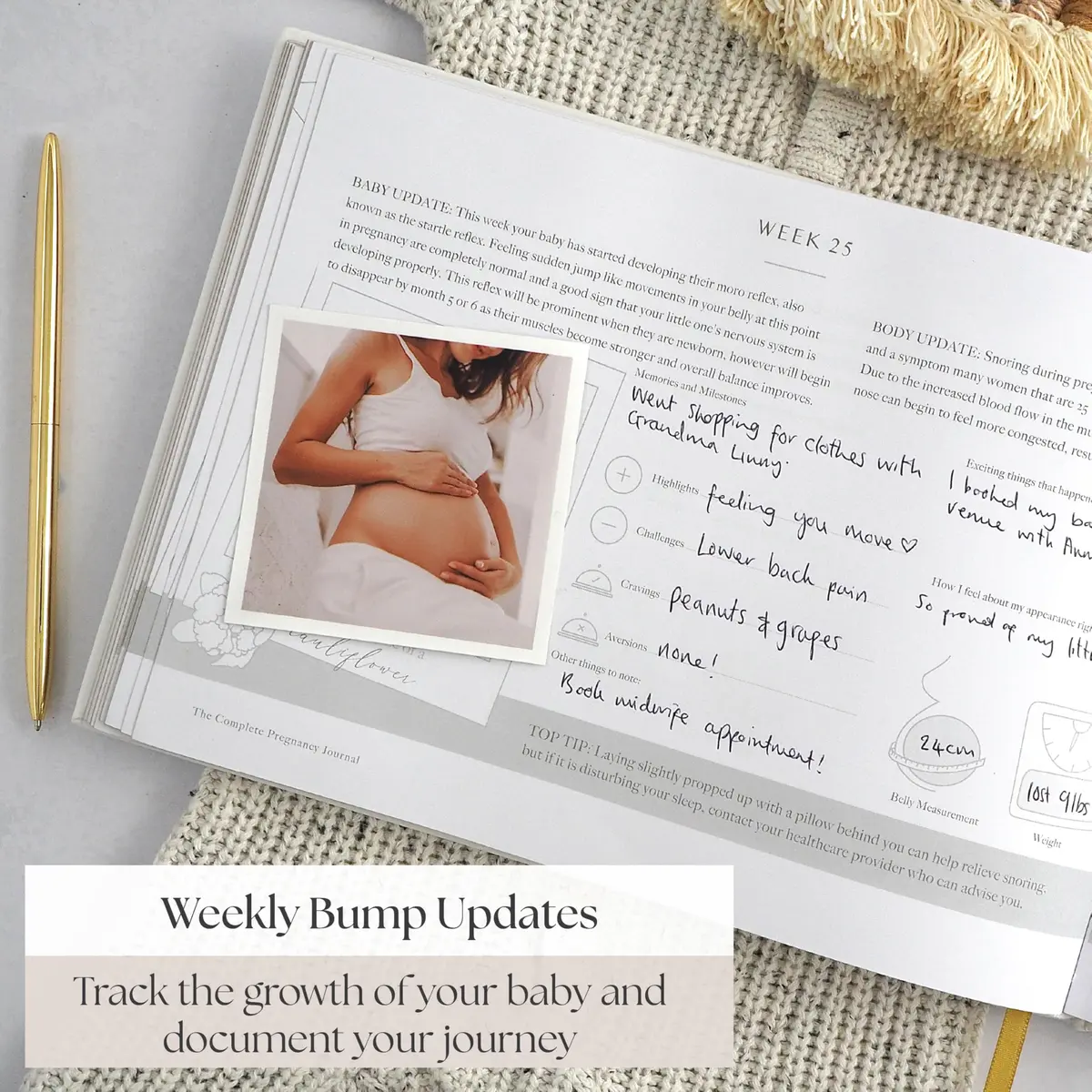 Bibi & Beau Complete Pregnancy Journal & Memory Book 21.59 cm x 27.94 cm | Weekly Pregnancy Scrapbook with Ultrasound Photo Slots - view 5