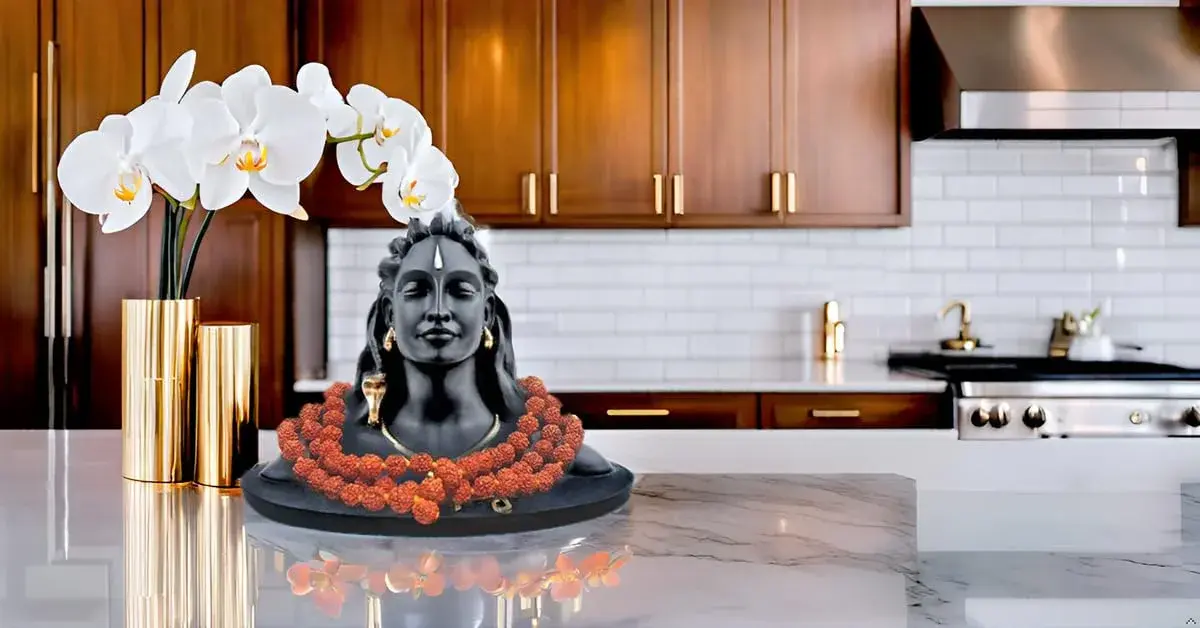 Rhymestore Adiyogi Statue for Car Dashboard, Pooja & Gift, Home & Office Decor (8 cm Height, Black) | Miniature Replica with Rudraksha Mala - view 2