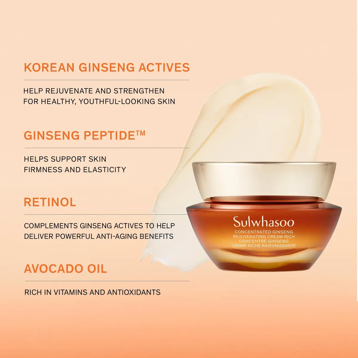 Sulwhasoo Concentrated Ginseng Rejuvenating Cream Rich | Anti-Aging Korean Face Moisturizer | Firming & Deep Hydration | Ginseng Peptide Retinol Cream for Dry Mature Skin, 1.69 fl. oz. - view 7
