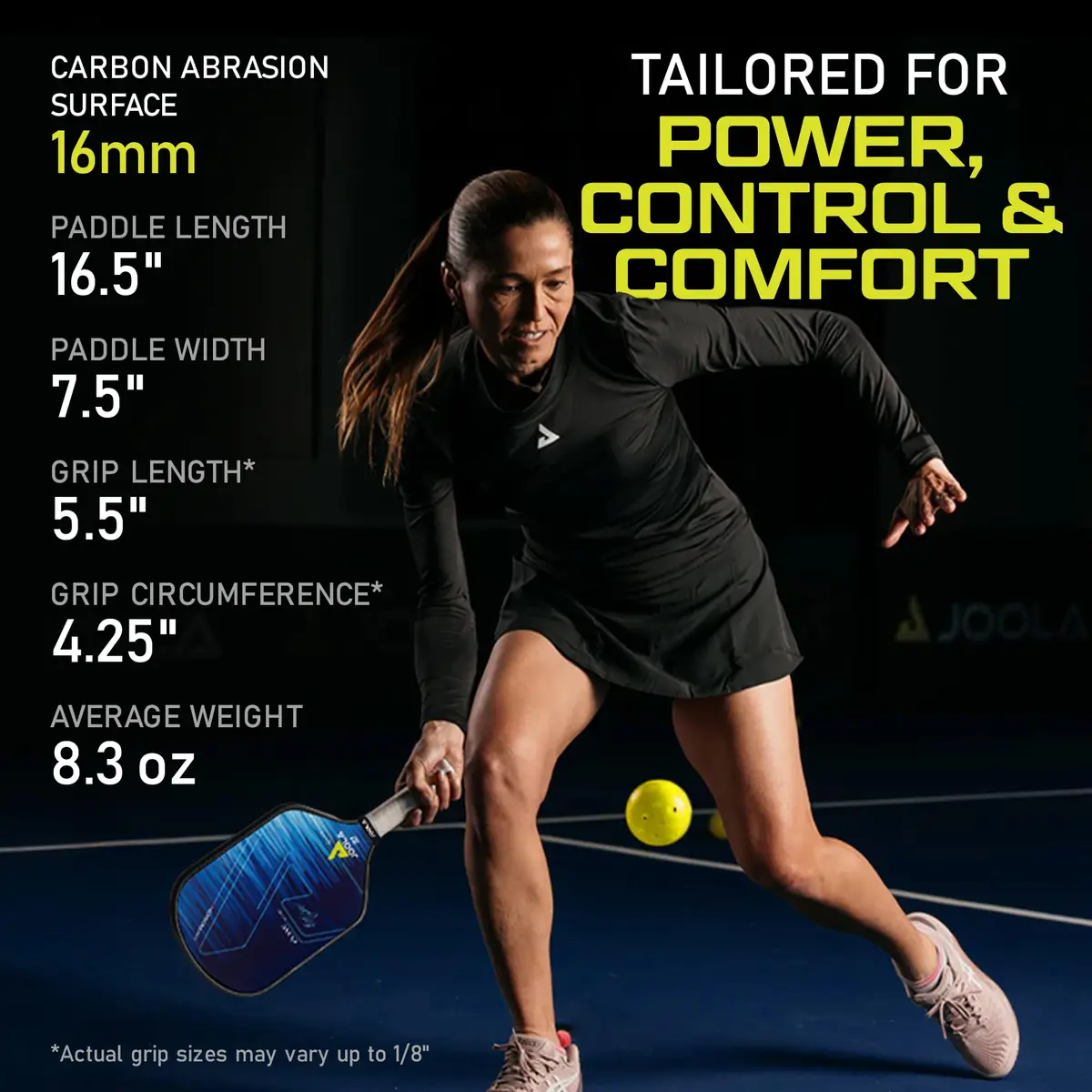 JOOLA Ben Johns Hyperion CAS 16 Pickleball Paddle - Carbon Abrasion Surface with High Grit & Spin, Sure-Grip Elongated Handle, 16mm, with Polypropylene Honeycomb Core, USAPA Approved - view 5