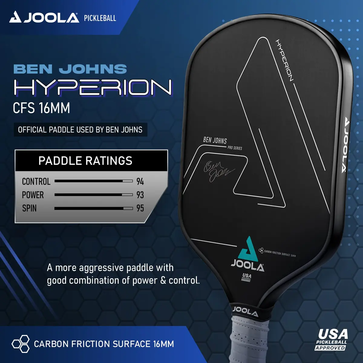 JOOLA Ben Johns Hyperion CFS 16mm Pickleball Paddle | USAPA Approved - view 2