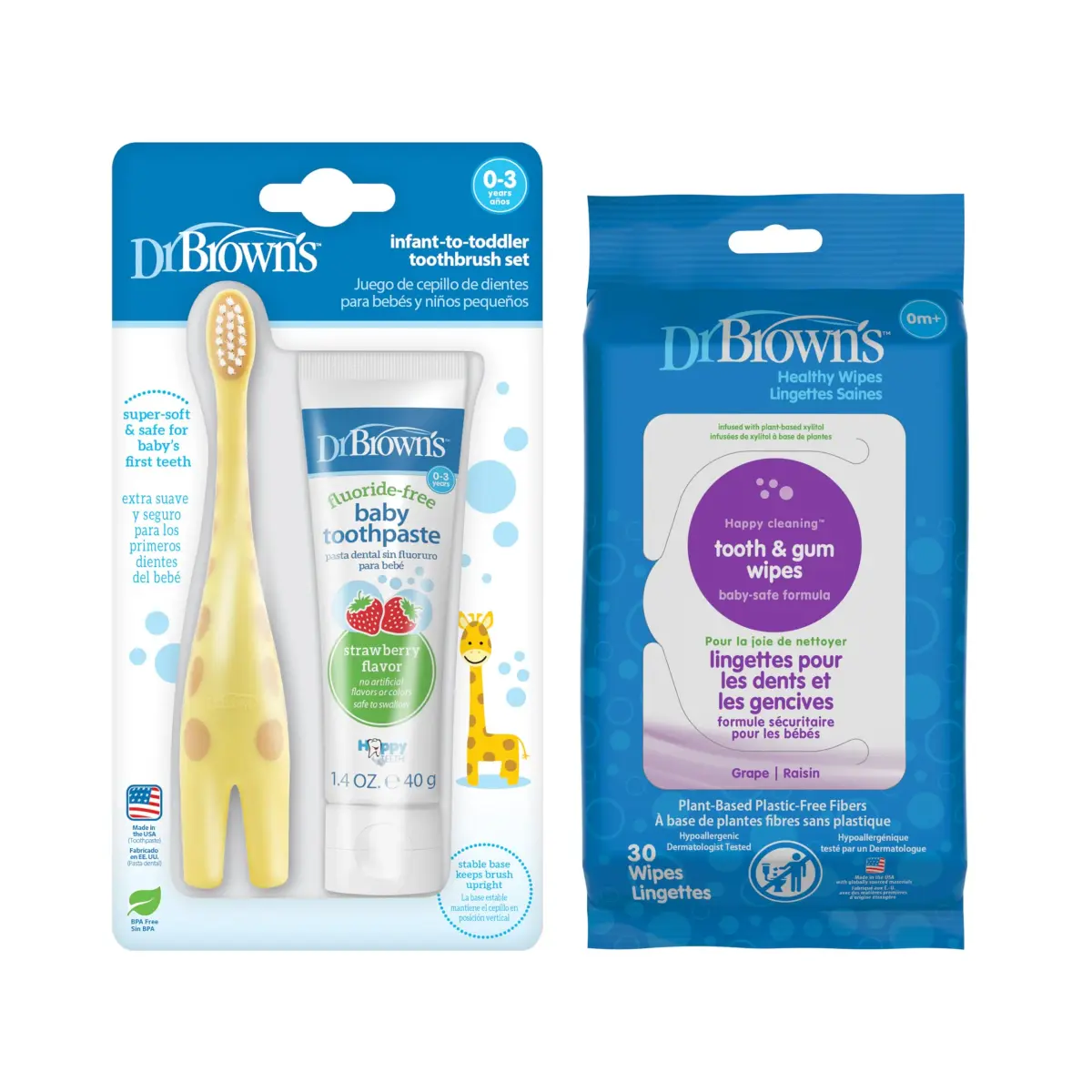 Dr. Brown's Infant Oral Care Bundle: Toothbrush, Toothpaste & Wipes | BPA-Free, Natural Ingredients - main product image