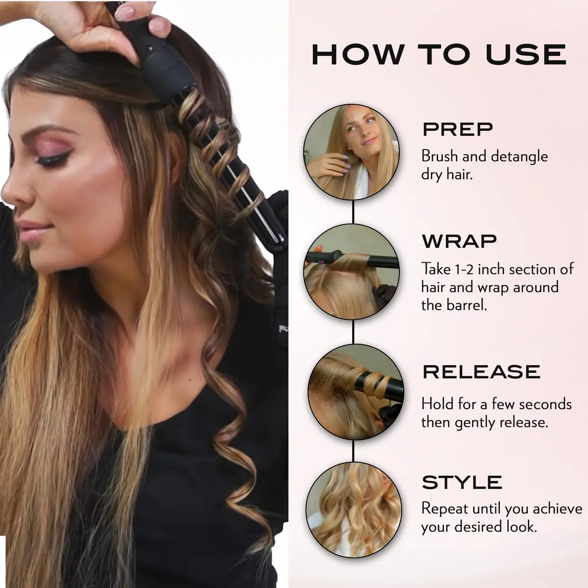 NuMe Classic Ceramic Curling Wand 3.18 cm (1.25 Inch) | Creates Beachy Waves & Loose Curls - view 5