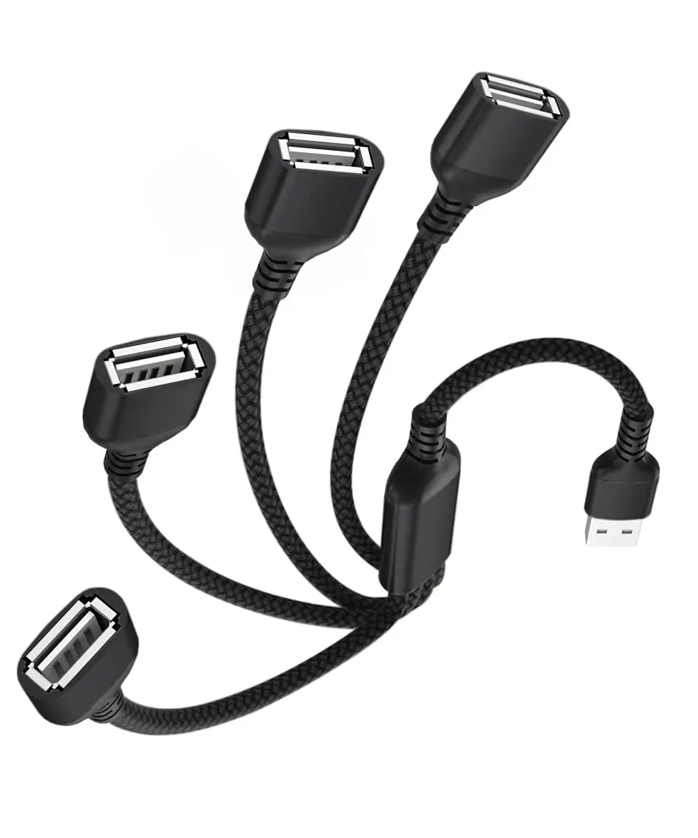 Elebase USB Splitter Cable 1m (3.3ft) Black | Connect 4 Devices Instantly - main product image