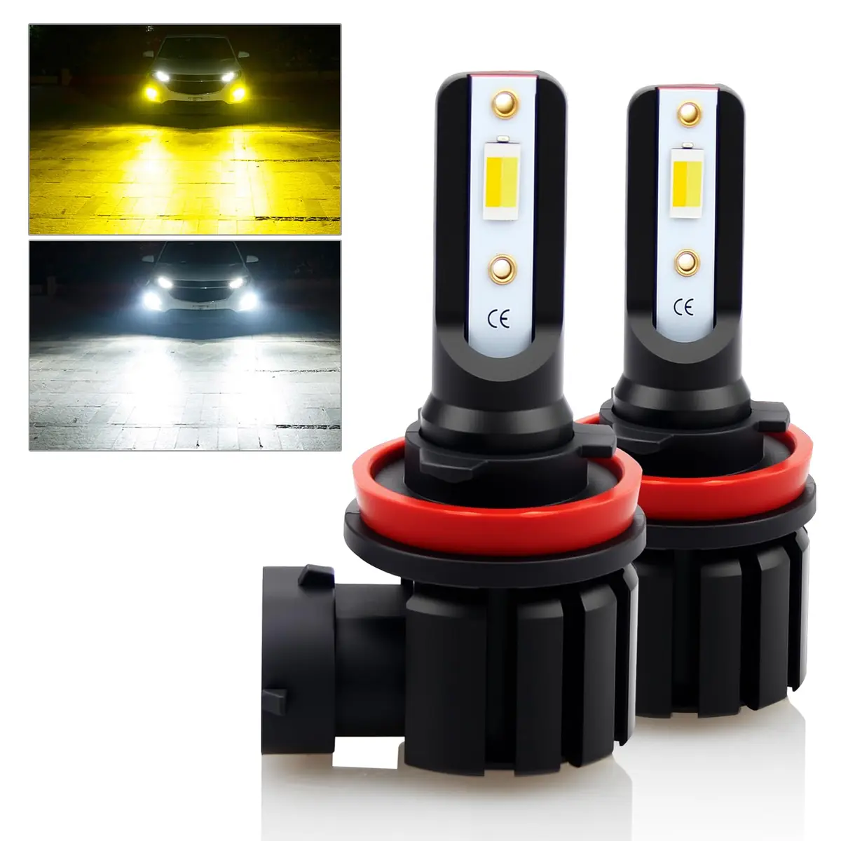 D-Lumina H11 H8 H16 Switchback LED Fog Light Bulbs 6000K White/3000K Yellow | 8000 Lumens, 40W, Dual Color - main product image