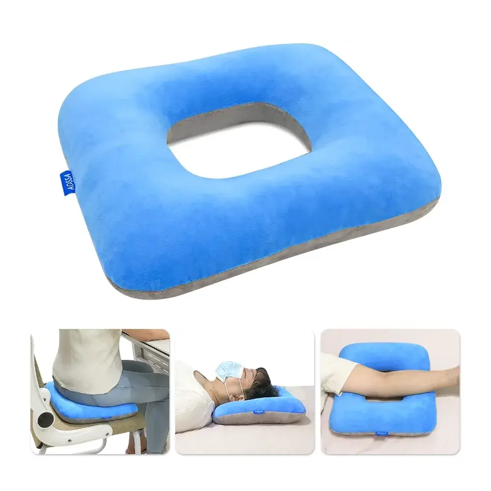 AOSSA Donut Seat Cushion for Tailbone Pain 38 cm (15 in) x 33 cm (13 in) | Medical Grade Support for Hemorrhoids & Post Surgery - main product image