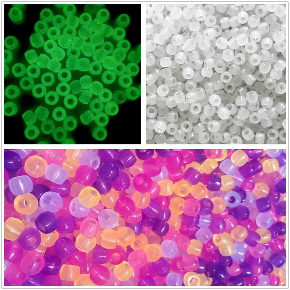 Looconi UV Beads Multi Color Changing Plastic Pony Beads 600 Pieces | Glow in The Dark & UV Reactive - main product image