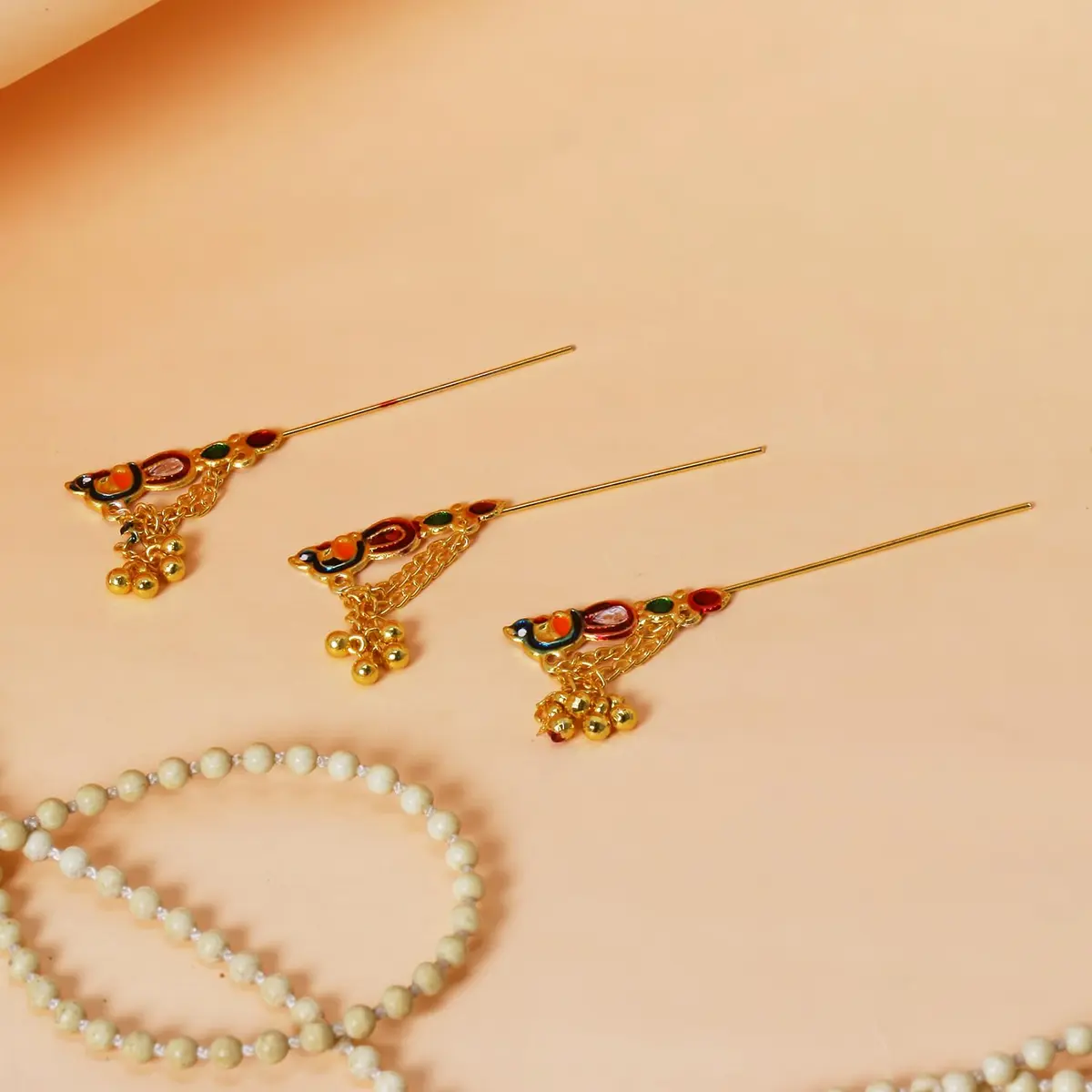 Garden Of Arts Handmade Peacock Bansuri Flute Figurine Set | Divine Decor for Laddu Gopal & Kanha Ji - view 2