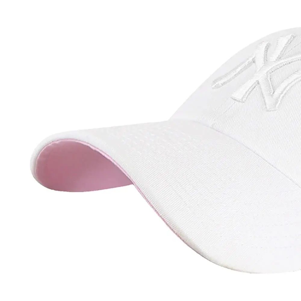 '47 New York Yankees Ballpark Clean Up Dad Hat Baseball Cap | Relaxed Fit Cotton Twill, Adjustable Strapback, White/Pink Bottom - view 2
