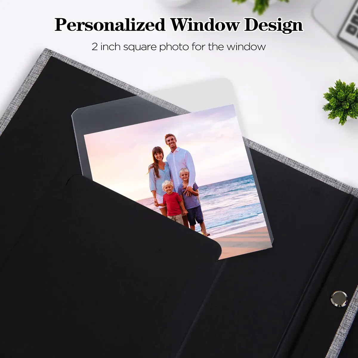 Mublalbum Green Linen Cover Photo Album with Window, 100 Pockets (50 Sheets) | Holds 1 Horizontal 4x6 Photo Per Page - view 4