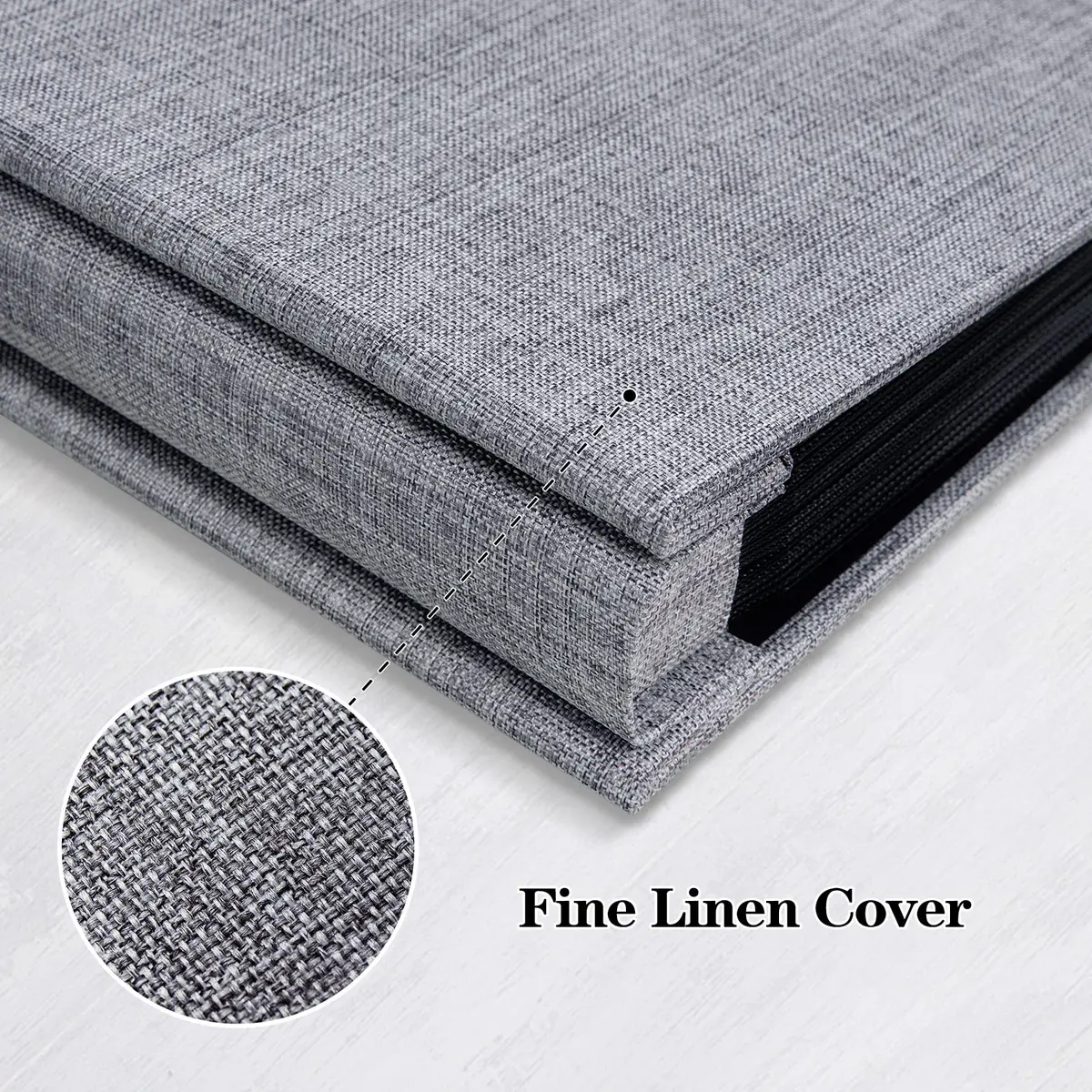 Mublalbum Gray Linen Cover Photo Album with Window, 200 Pockets (9" x 8.3" x 2") | Classic Memory Keeper - view 6
