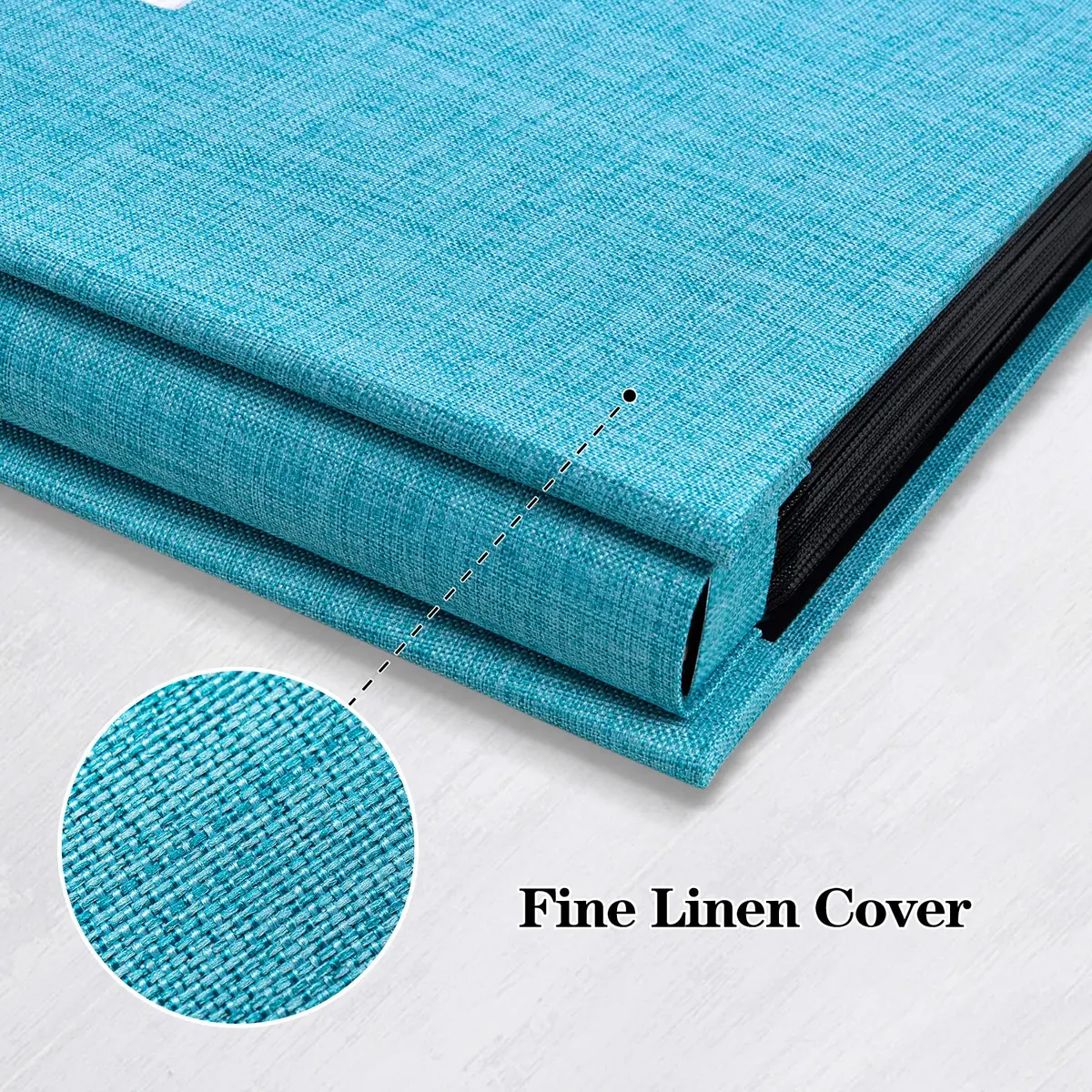 Mublalbum Blue Linen Cover Photo Album with Window | Holds 100 Horizontal 4x6 Photos - view 6