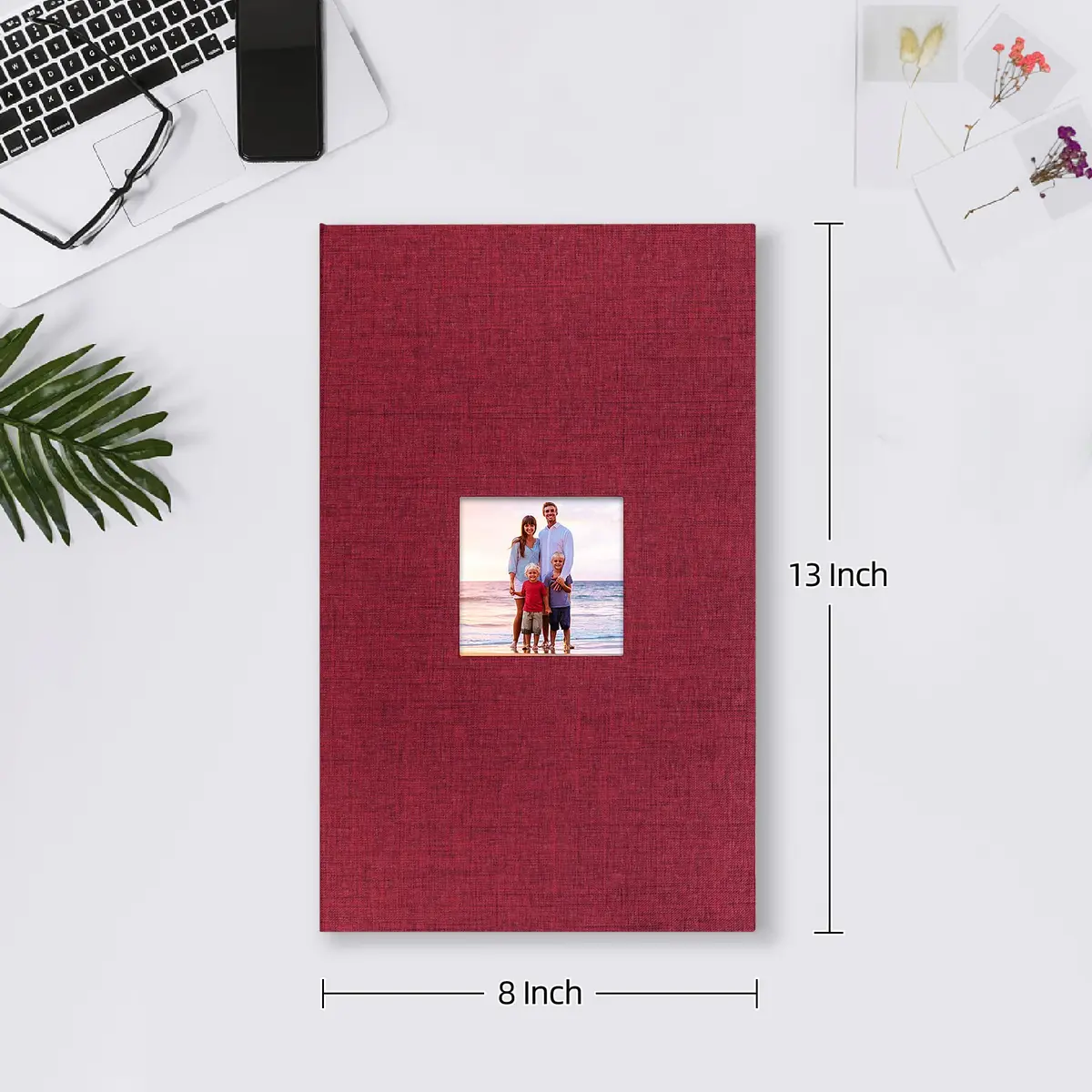 Mublalbum Red Linen Cover 4x6 Photo Album with Window, 300 Pockets | Keepsake Wedding & Baby Photo Book - view 2