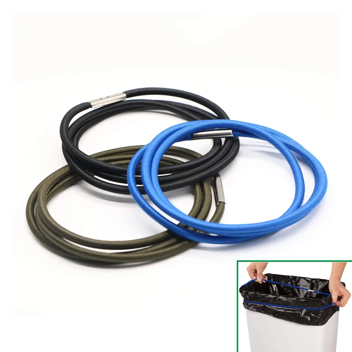 Hongmed Elastic Rubber Bands for Trash Cans | Fits 13-30 Gallon, Durable & Reusable, Small Set of 3 - main product image