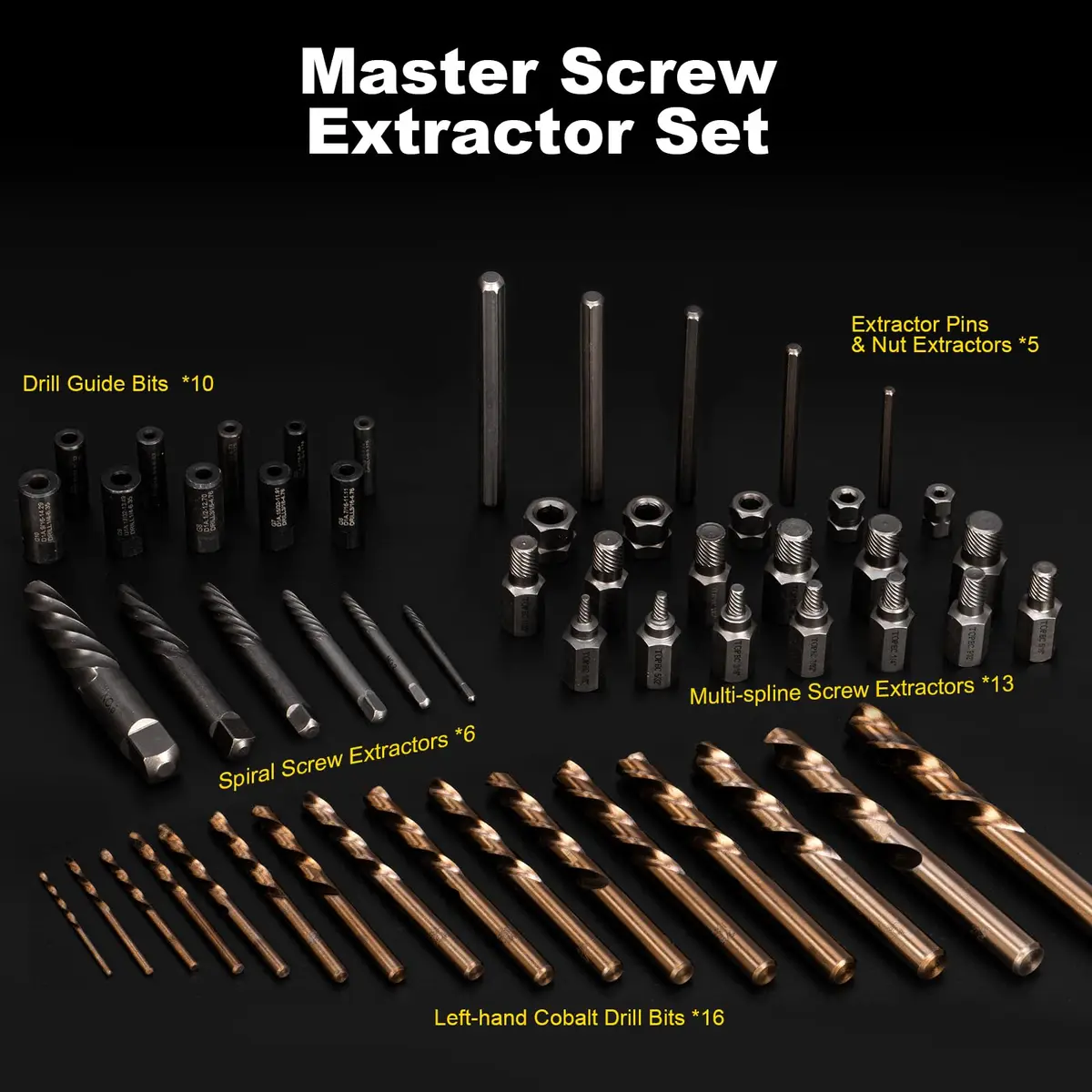 Topec 55-Piece Screw Extractor Set & Broken Bolt Extractors | Industrial Grade Tools for Damaged Fasteners - view 2