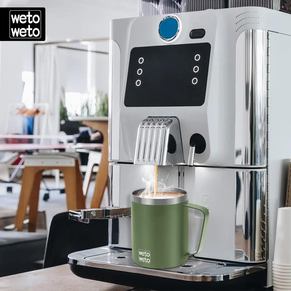 WETOWETO 14 oz (397 ml) Insulated Coffee Mug with Handle & 2 Lids | Vacuum Insulated Stainless Steel Travel Tumbler - view 5