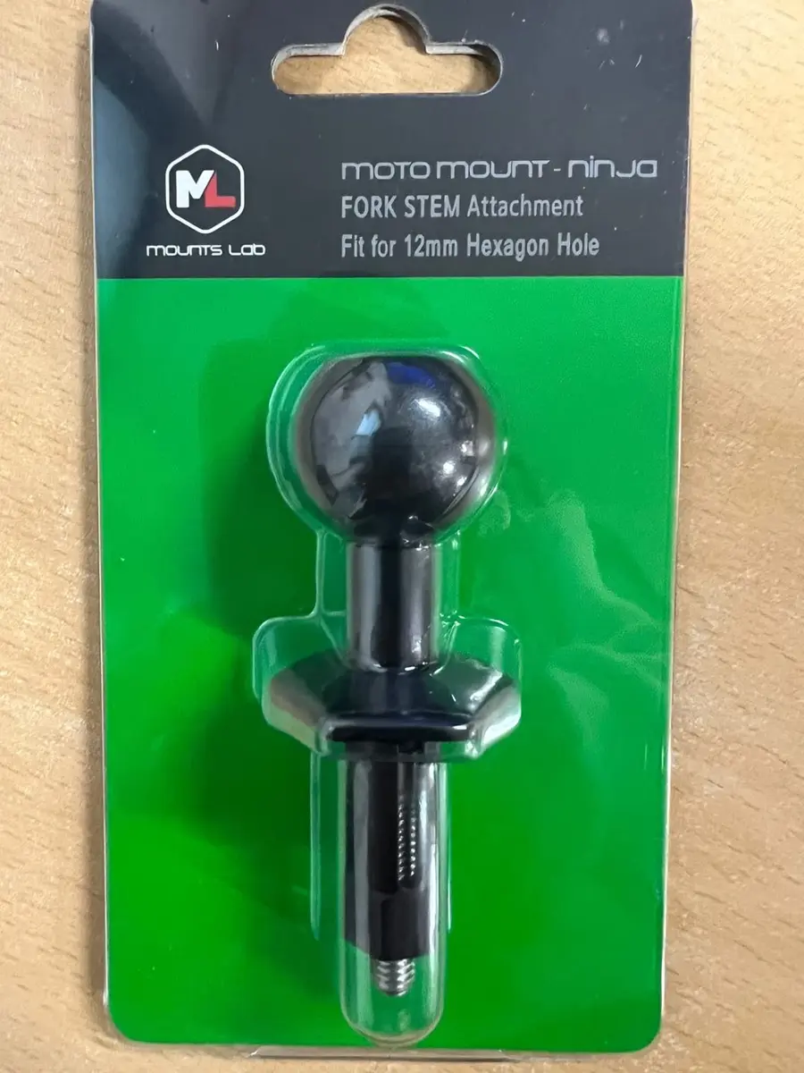 Mounts Lab Ninja Motorcycle Fork Stem Mount with 1-inch Ball for Kawasaki Ninja 12mm Hole | CNC Aluminum & TPU Rubber - view 2
