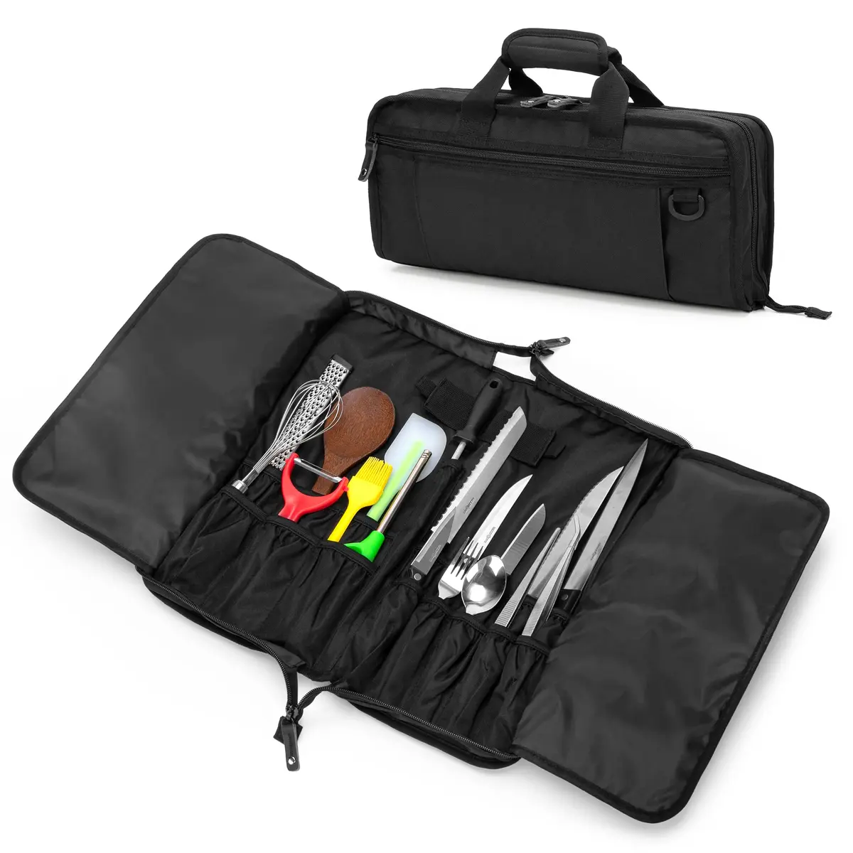samdew Chef Knife Bag with Lockhole & 17 + 6 Slots | Durable Nylon, 17.5 In, Unisex - main product image