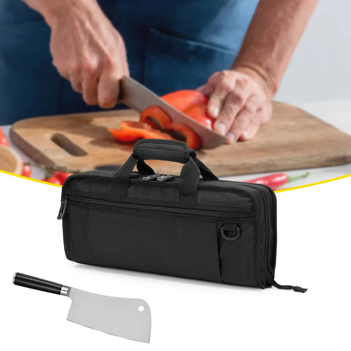 samdew Chef Knife Bag with Lockhole & 17 + 6 Slots | Durable Nylon, 17.5 In, Unisex - view 8