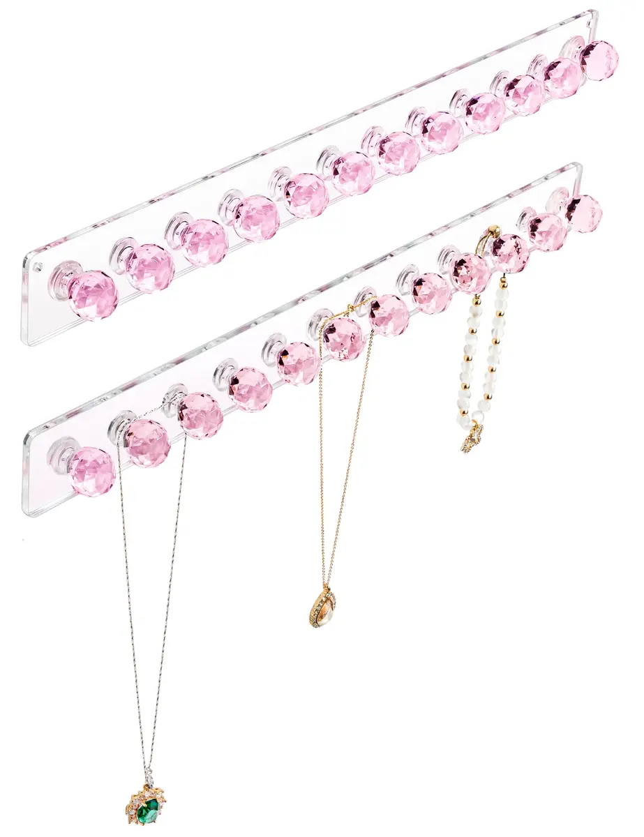 Heesch Necklace Holder Wall Mount Acrylic Jewelry Organizer 13.4 x 1.4 Inch | 2 Pack - main product image