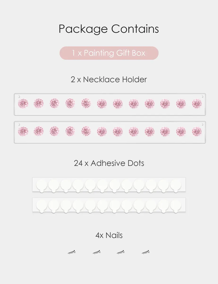 Heesch Necklace Holder Wall Mount Acrylic Jewelry Organizer 13.4 x 1.4 Inch | 2 Pack - view 6