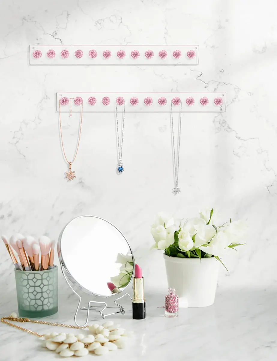 Heesch Necklace Holder Wall Mount Acrylic Jewelry Organizer 13.4 x 1.4 Inch | 2 Pack - view 7