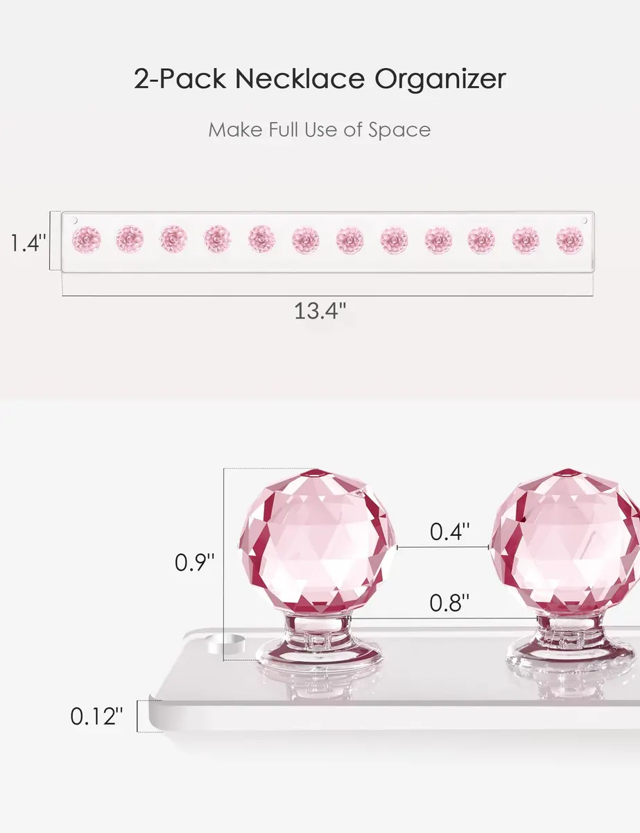 Heesch Necklace Holder Wall Mount Acrylic Jewelry Organizer 13.4 x 1.4 Inch | 2 Pack - view 2