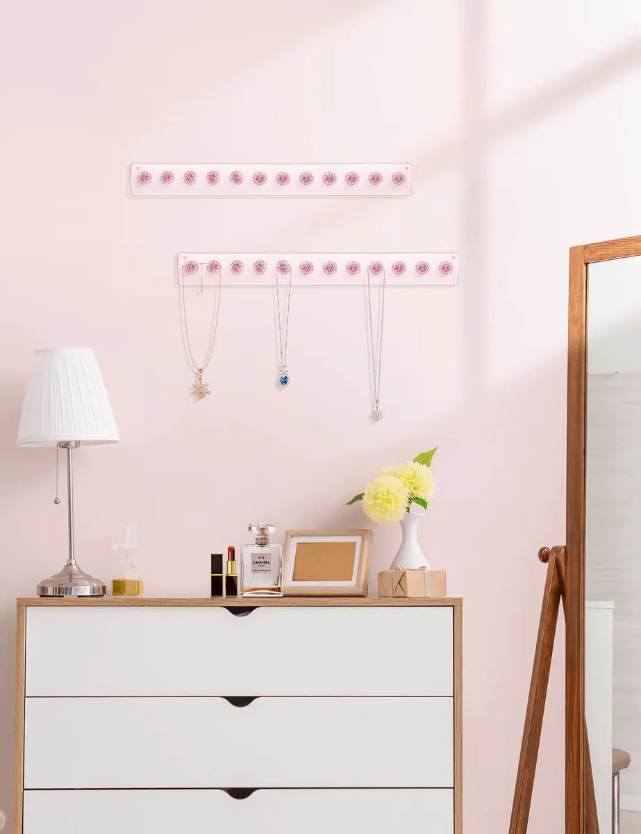 Heesch Necklace Holder Wall Mount Acrylic Jewelry Organizer 13.4 x 1.4 Inch | 2 Pack - view 4