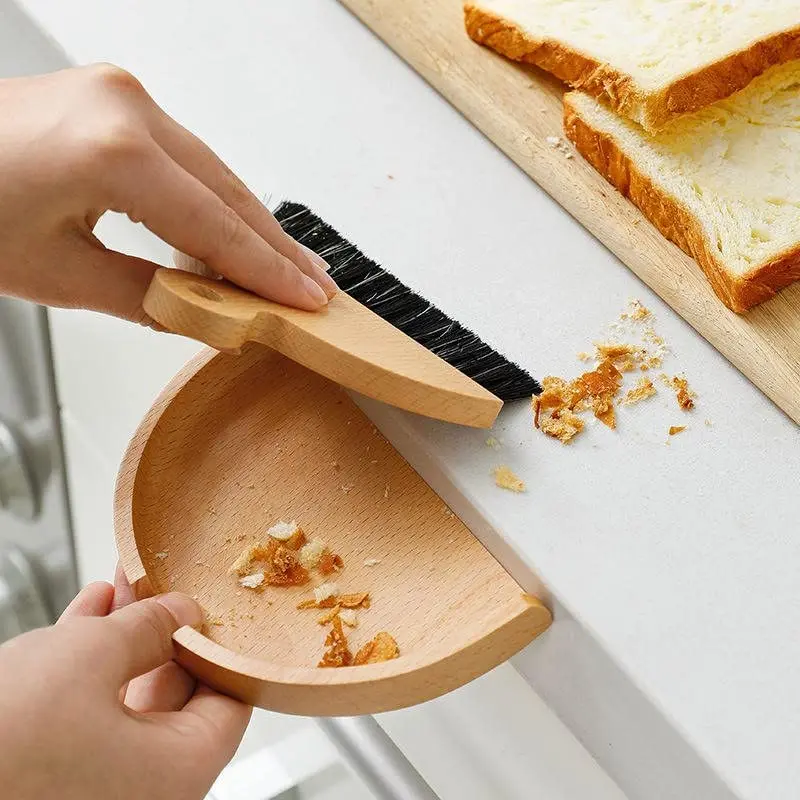 Brightech RA Eco-Friendly Wooden Bamboo Hand Brush & Dustpan Set | Gentle, Durable & Stylish (Long-Lasting Bristles) - view 2