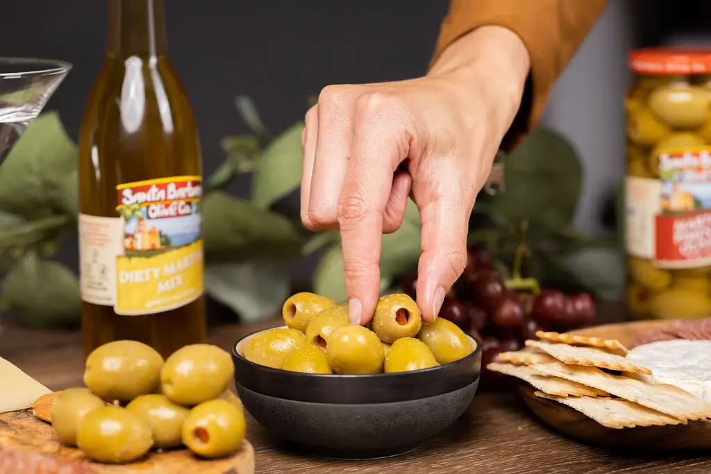 Santa Barbara Olive Co Green Olives Pitted Anchovy Stuffed 3 Pack | Perfect for Charcuterie & Salads - view 6