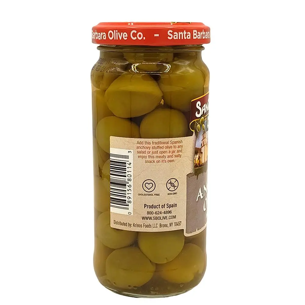 Santa Barbara Olive Co Green Olives Pitted Anchovy Stuffed 3 Pack | Perfect for Charcuterie & Salads - view 3