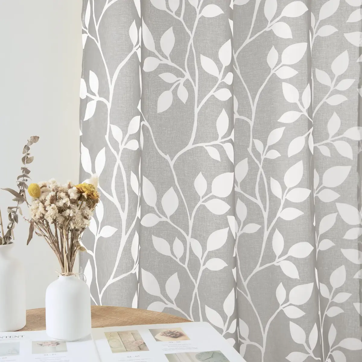 XTMYI Small Door Curtains, Patterned Printed Sidelight Sheer, 36 Inch Length | Modern Geometric Design - view 2