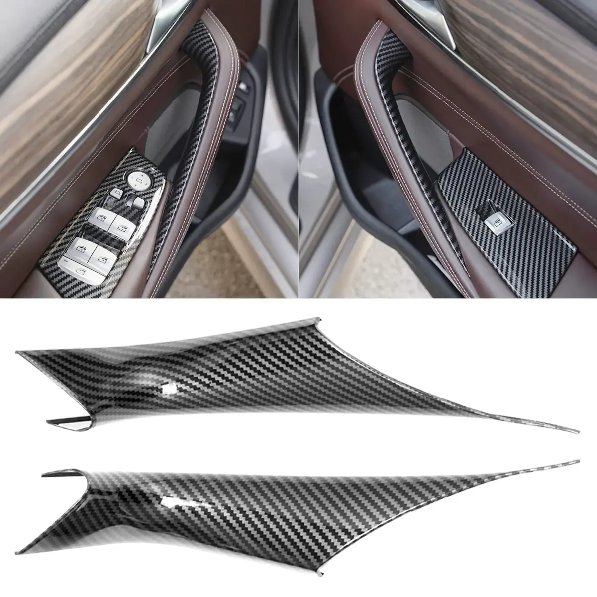 Jaronx Carbon Fiber Pattern Door Handle Covers for BMW 5 Series G30/G31/F90 M5 2017-2022 (2-Piece Set) - main product image
