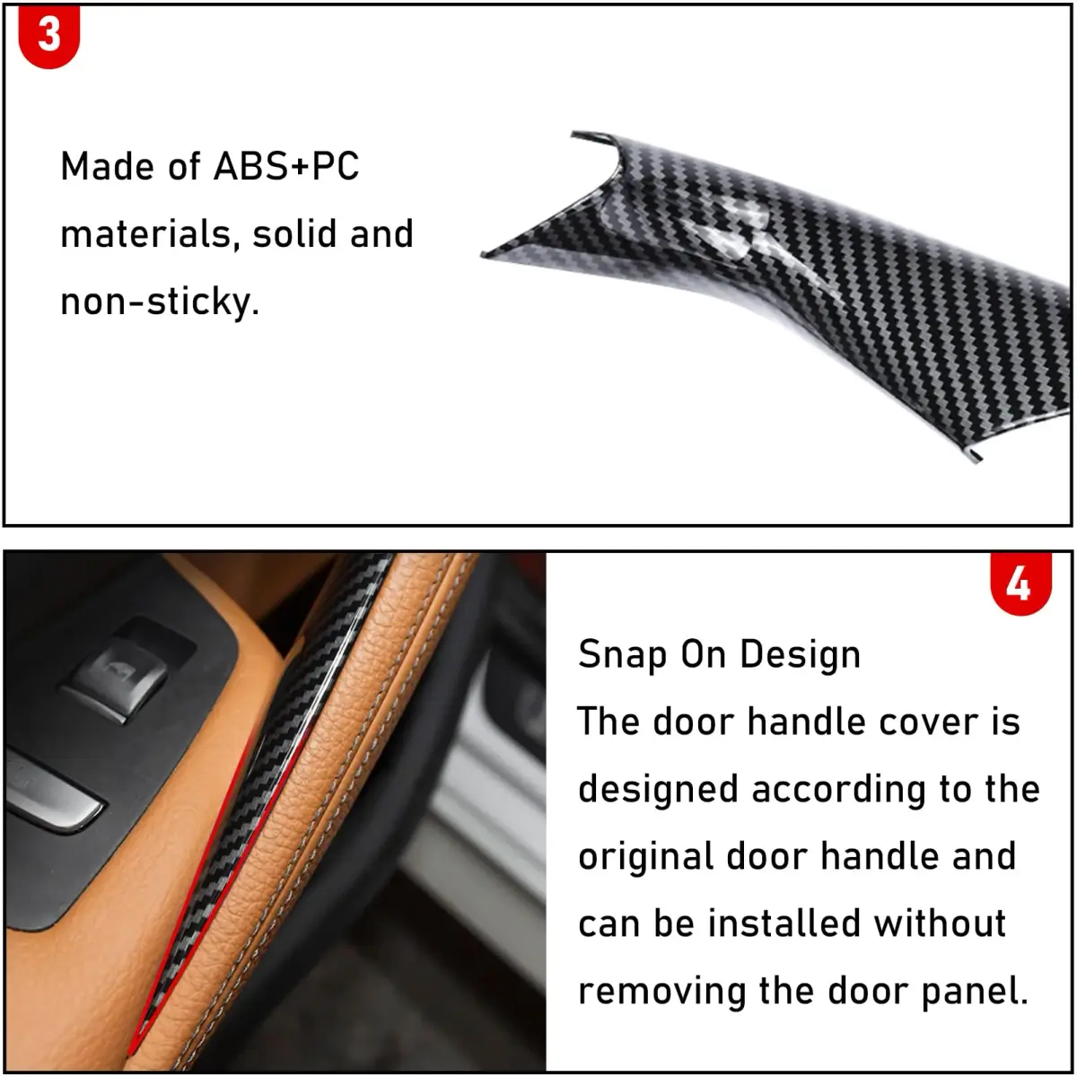 Jaronx Carbon Fiber Pattern Door Handle Covers for BMW 5 Series G30/G31/F90 M5 2017-2022 (2-Piece Set) - view 5