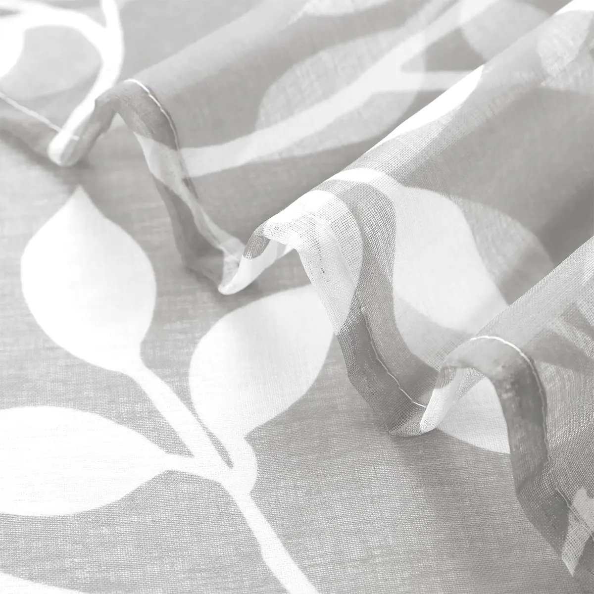XTMYI Small Basement Window Curtains 24 Inch Light Grey | Modern Sheer Floral Design - view 5
