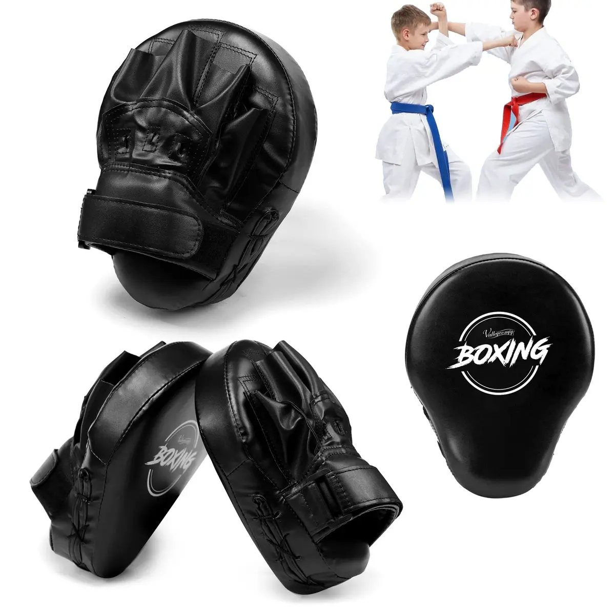 Valleycomfy Boxing Pads Curved Focus Mitts for Men Women | Leather, Shock-Absorbing Padding, Adjustable Fit - view 7